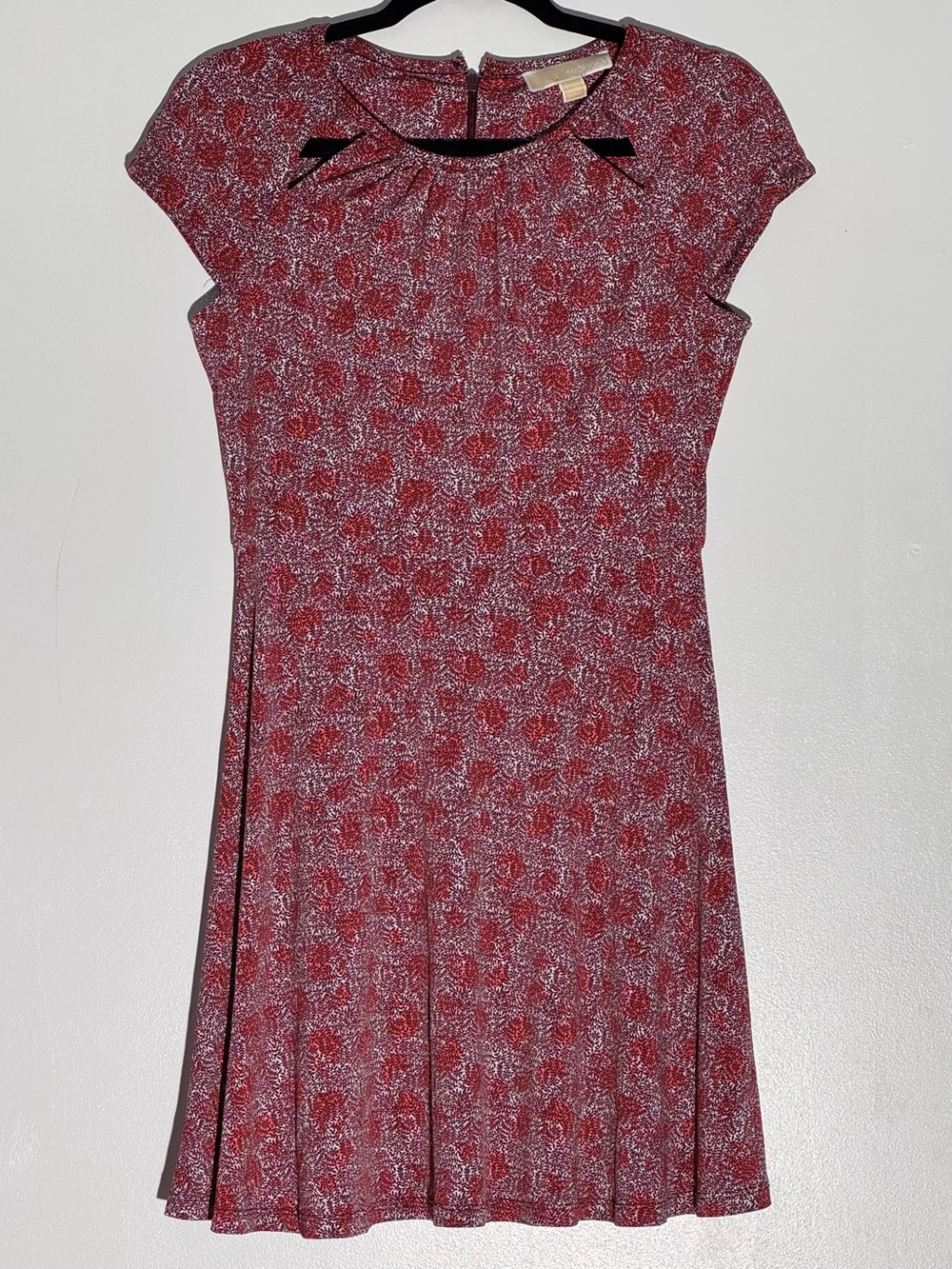 Michael Michael Kors Red Floral Cap Sleeve A Line Flared Mini Dress PS Petite S